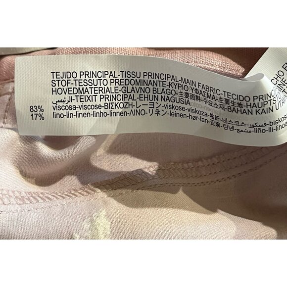 New Zara Pink Linen Blend Floral Embroidered High Rise Wide Leg Boho Pants - Picture 7 of 11